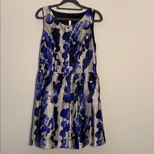 Mini blue and grey flower print dress